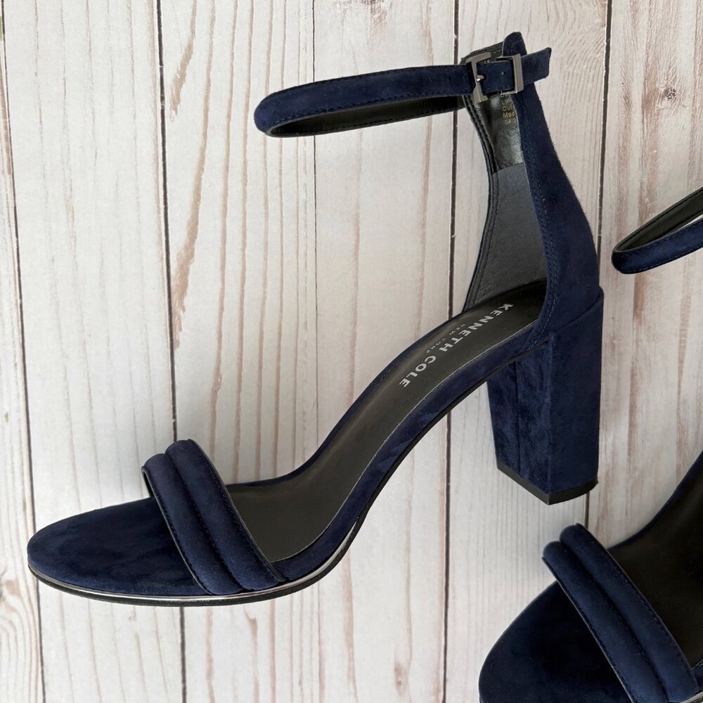Kenneth Cole ‘Lex’ Heeled Sandal, Suede, Marine, sz 8